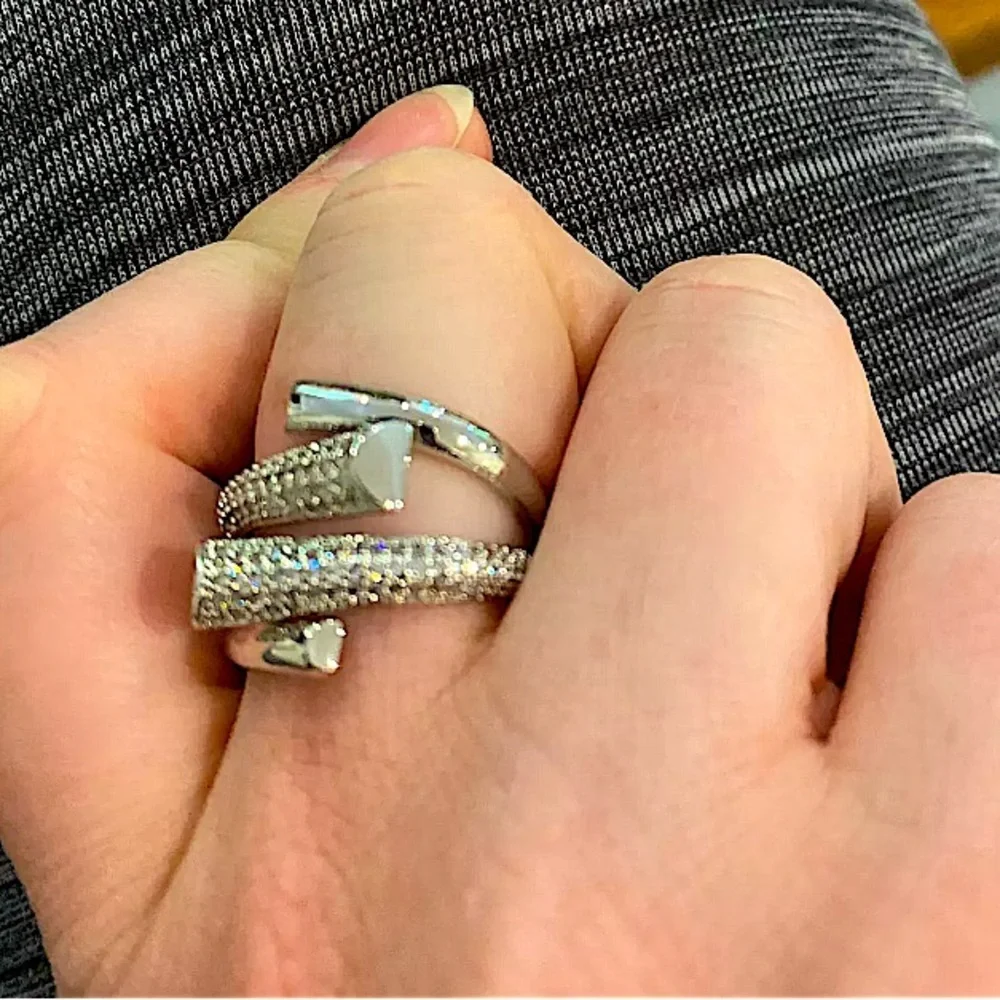 White Gold Micro Zircon Statement Ring